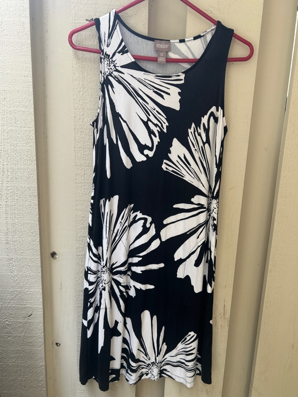 Chico's Black and White Floral Midi Tank Dress